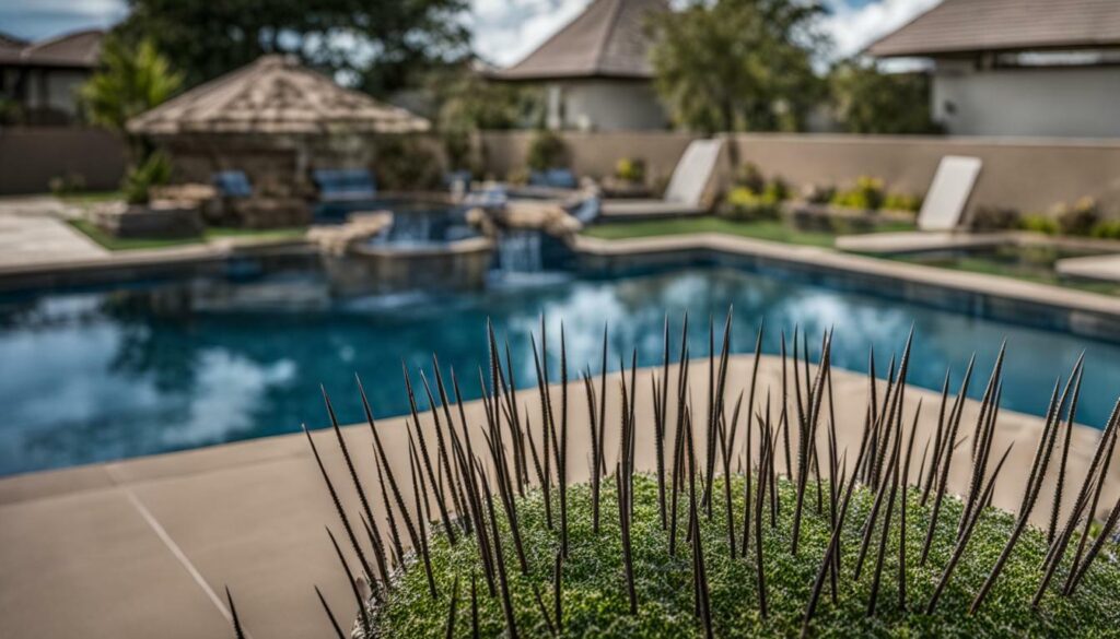 Bird spikes for pool areas