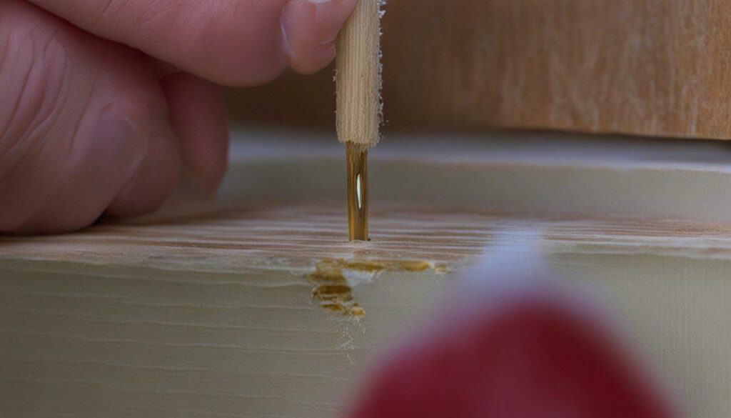 Repairing Stripped Screw Holes with Toothpicks and Wood Glue