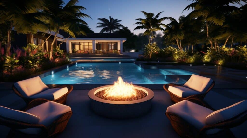 pool with fire pit