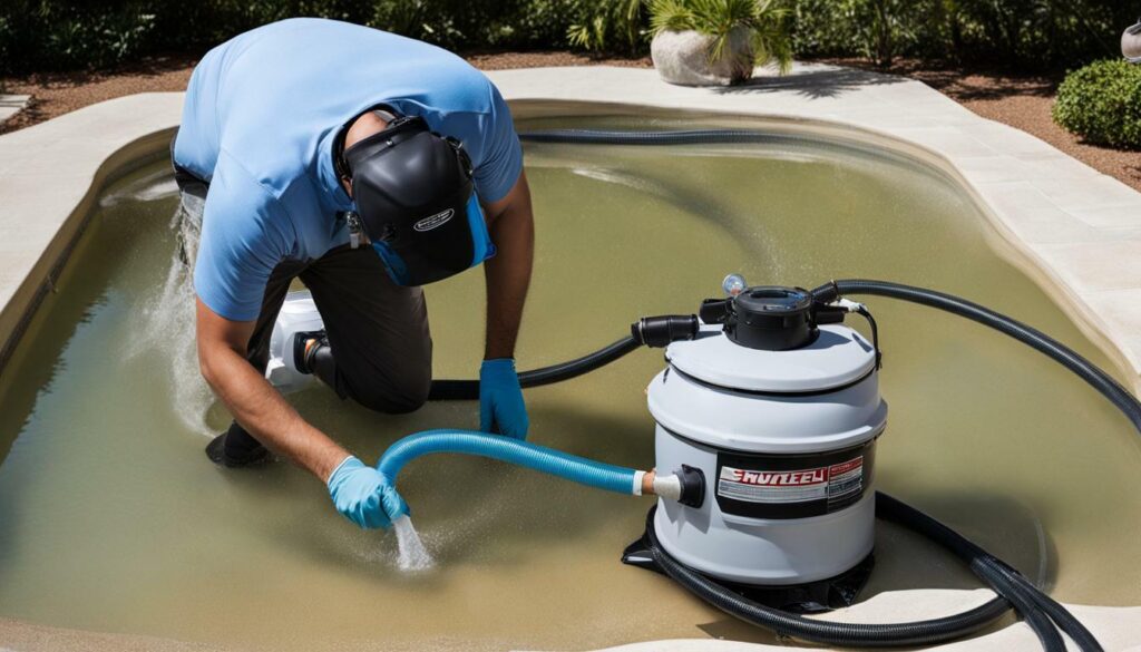 sand filter cleaning for pool vacuuming