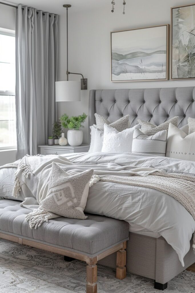 Sanctuary of Whispering Winds: A Grey Boho Bedroom