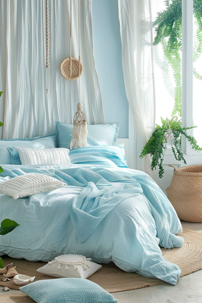 Coastal Haven: Light Blue Boho Oasis