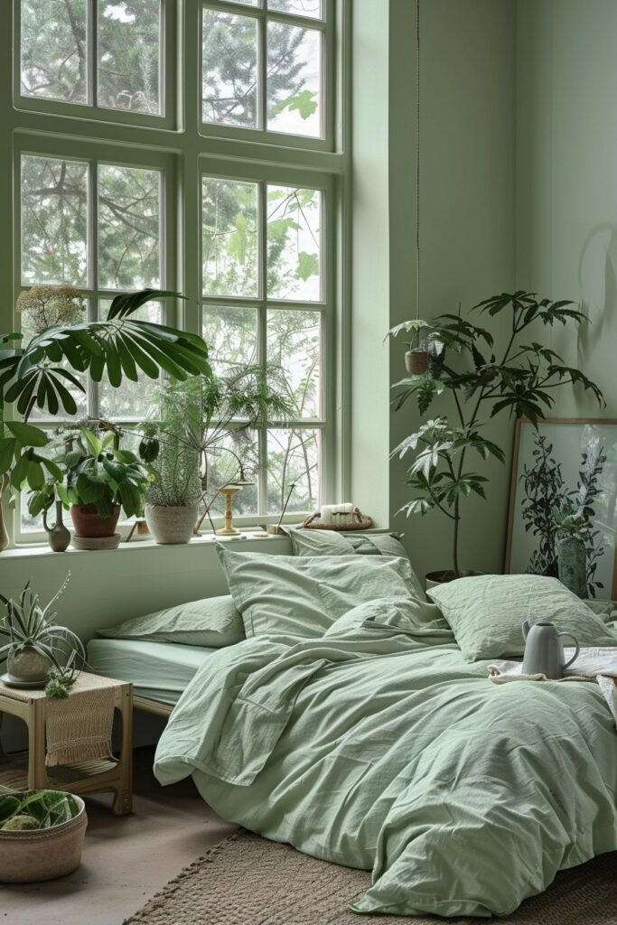 Zen Retreat: Tranquil Green Boho Bedroom Design