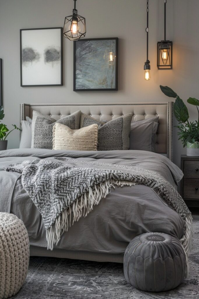 Urban Oasis in Concrete Jungle: A Boho Bedroom in Grey