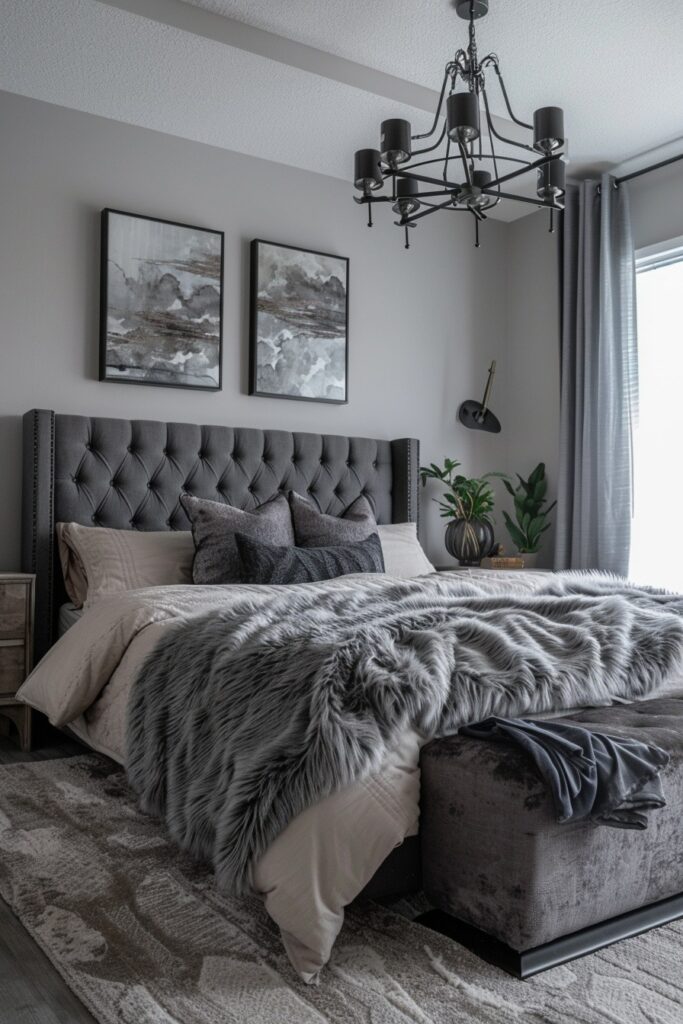 Palette of Stormy Skies: Grey Boho Bedroom Designs