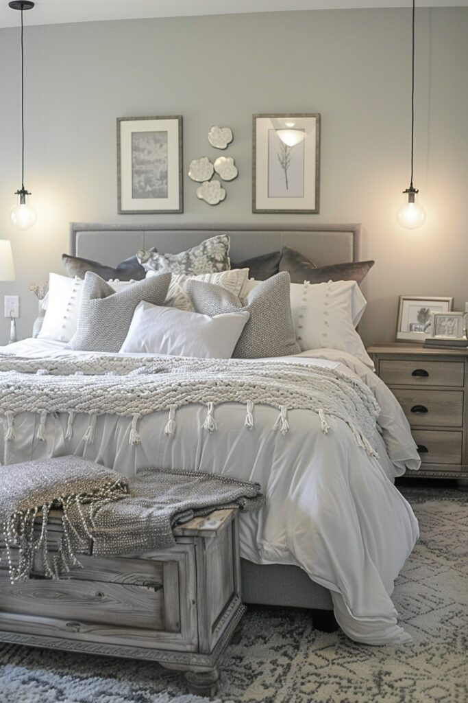 Comfort in the Clouds: Softness in a Grey Boho Bedroom