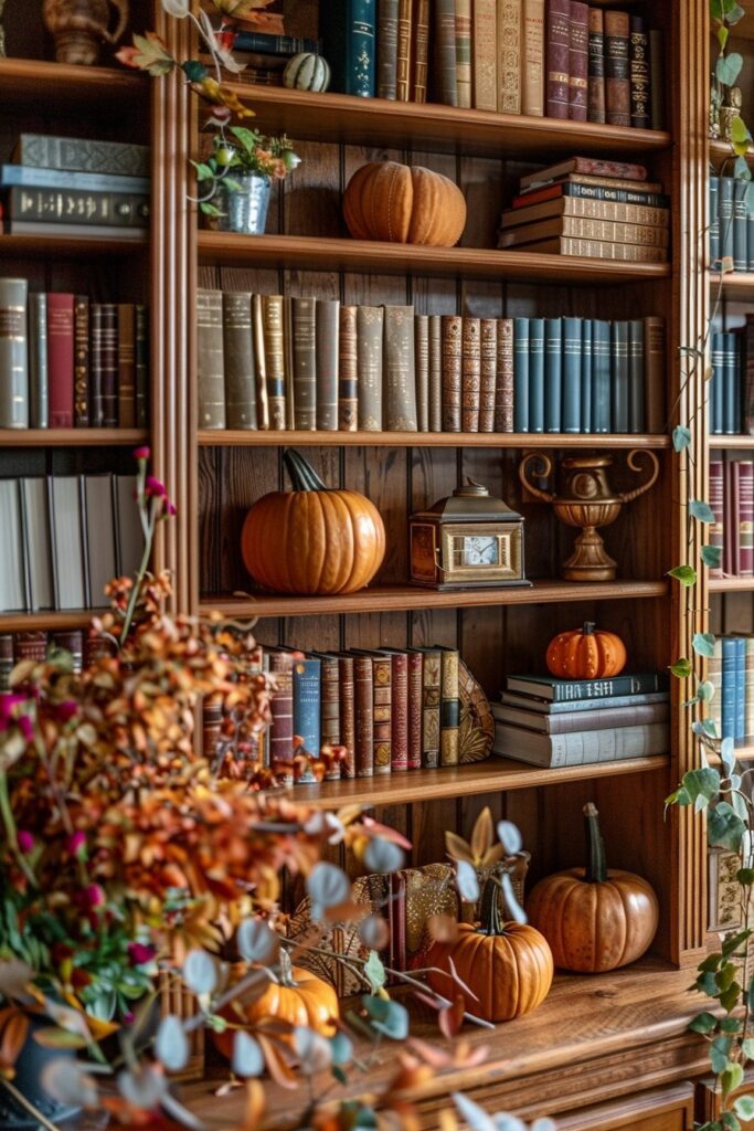 Fall-Inspired Bookshelf Arrangements