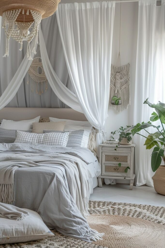 Elegant Ethereal: Design Ideas for a Grey Boho Bedroom