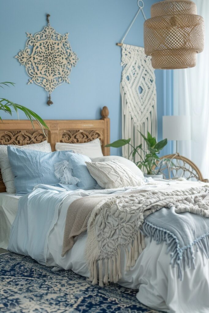 Azure Retreat: Light Blue Boho Sanctuary