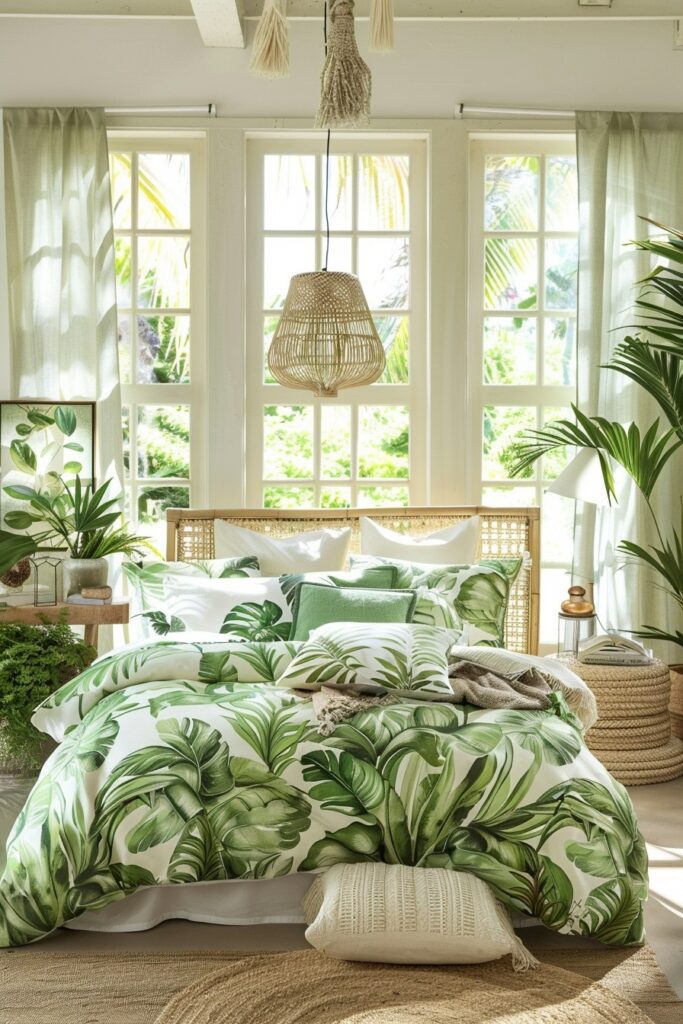 Botanical Harmony: Green Boho Bedroom Designs