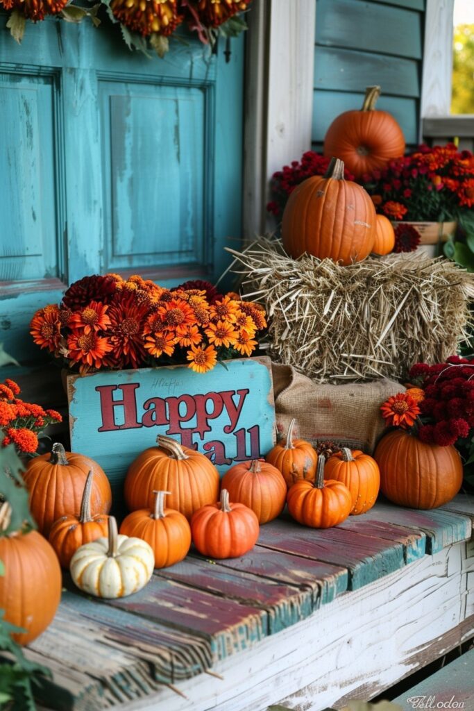 Rustic Pumpkin and Gourd Displays