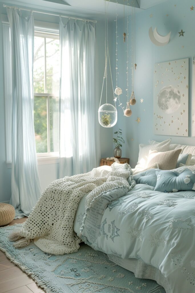 Skyline Serenity: Light Blue Boho Haven