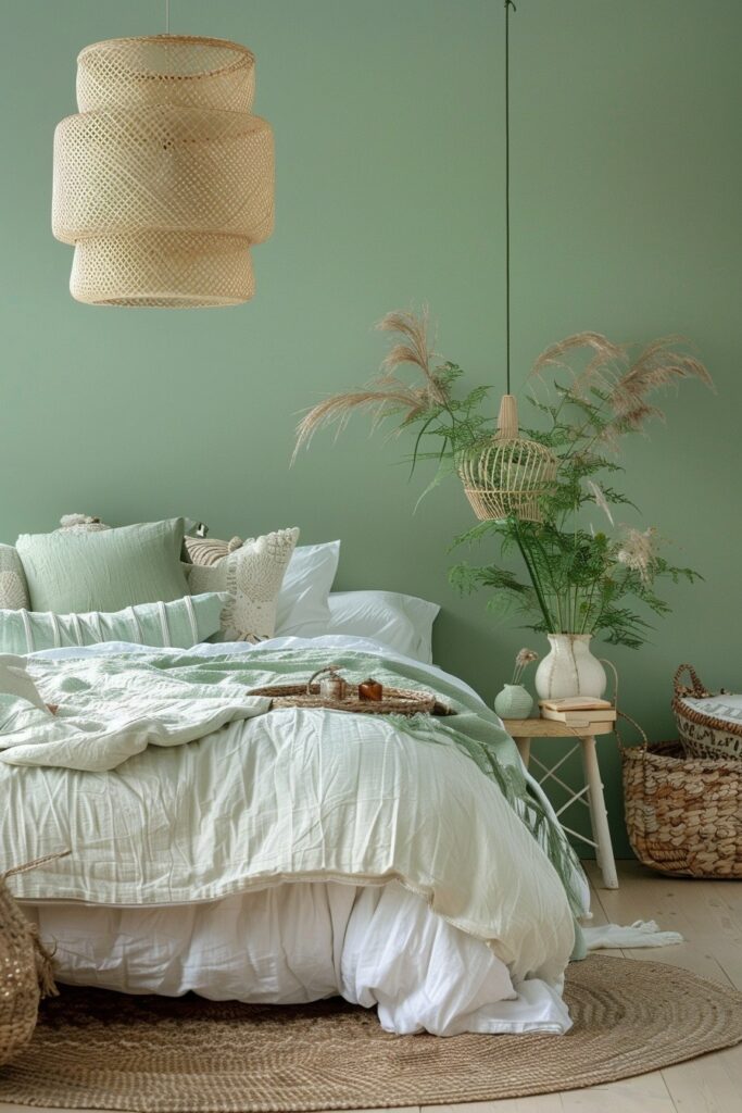 Ocean Breeze: Green Boho Bedroom with a Coastal Touch