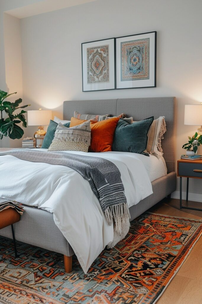 Bohemian Urbanity: A Grey Bedroom with Boho Touches