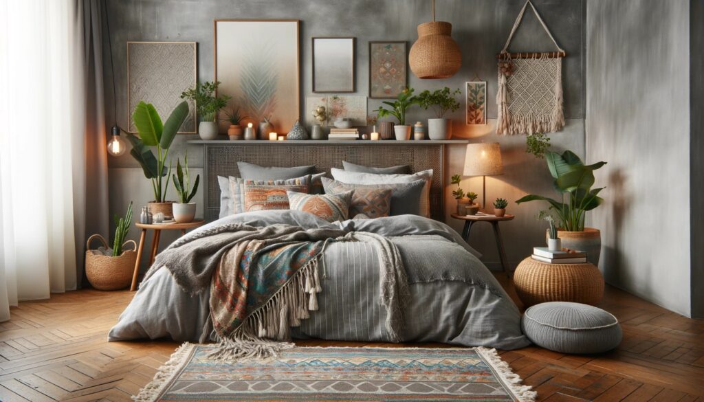 Grey Boho Bedroom Decor