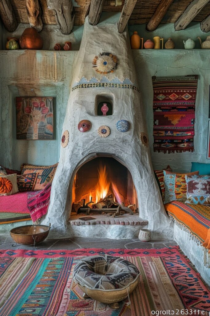 Eclectic Warmth: Unique Bedroom Fireplaces