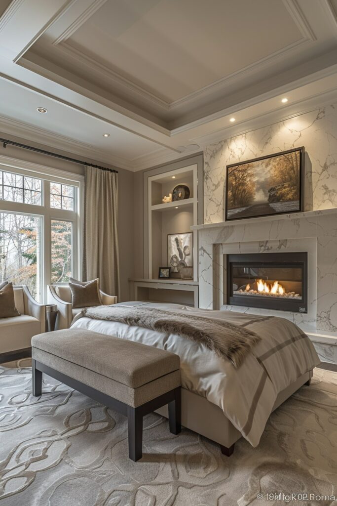 Sleek Sophistication: High-End Bedroom Fireplaces