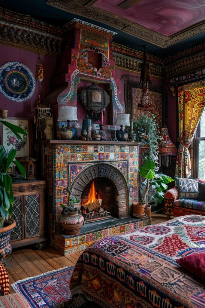 Eclectic Boho Fireplace Ideas