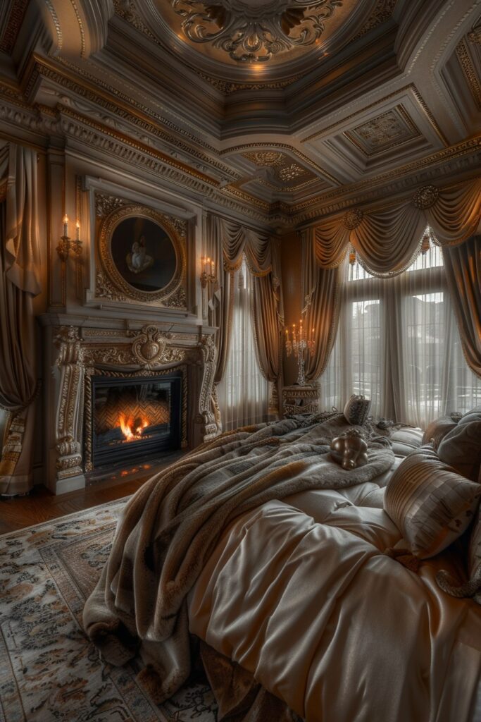 Opulent Warmth: Elegant Bedroom Fireplaces