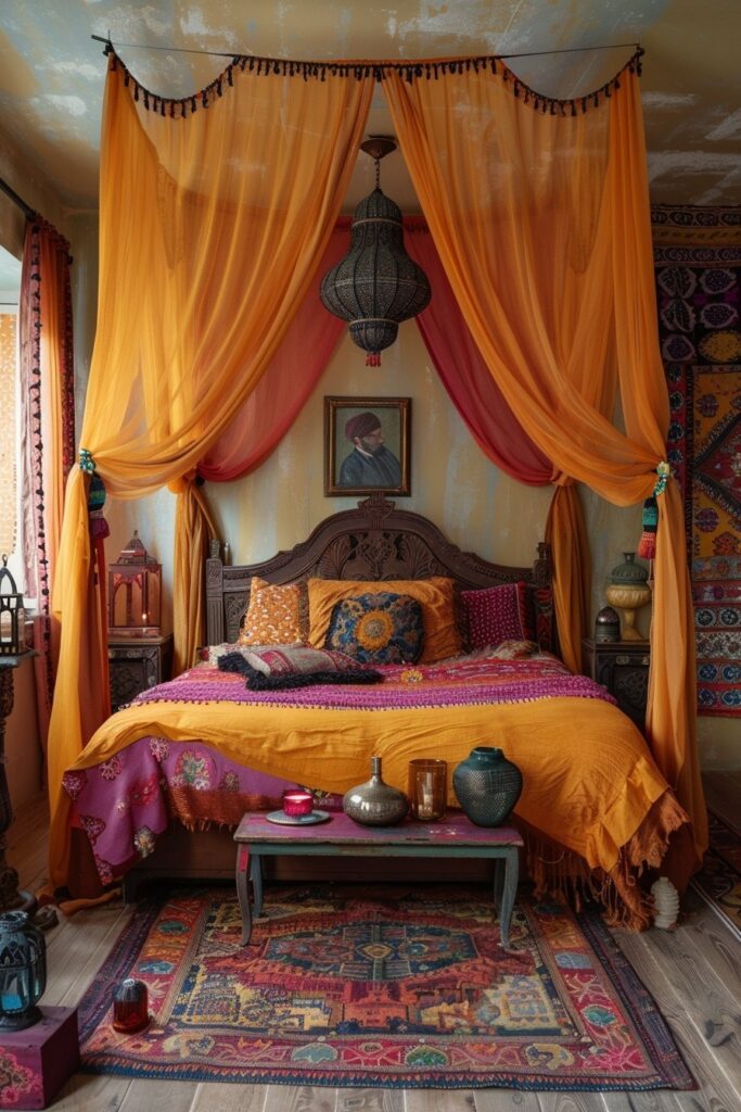 Saffron and Scarlet Boho Room