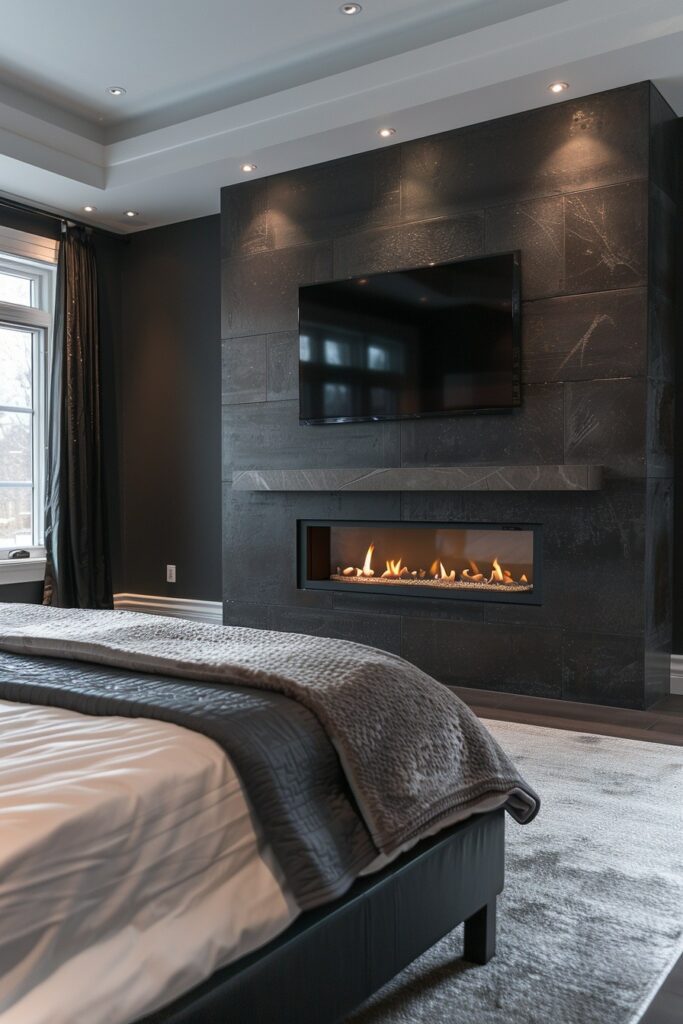 Masculine Edge: Sleek Bedroom Fireplaces