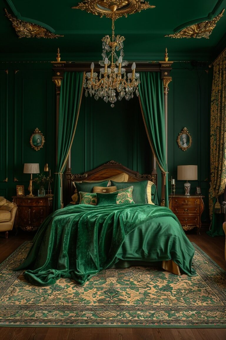 29 Emerald Green Art Deco Bedroom Ideas Of Elegance