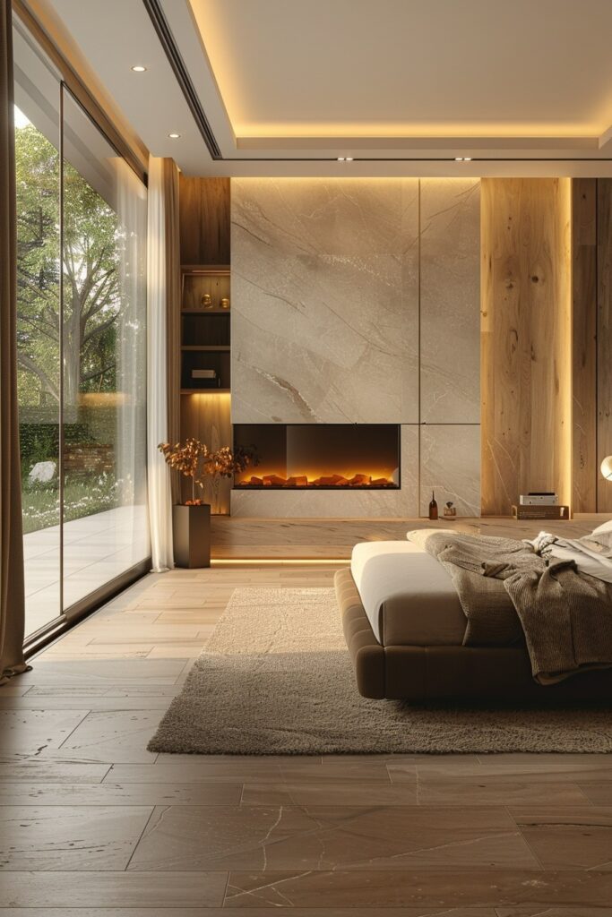 Serene Fireside Retreat: Tranquil Bedroom Fireplace Designs