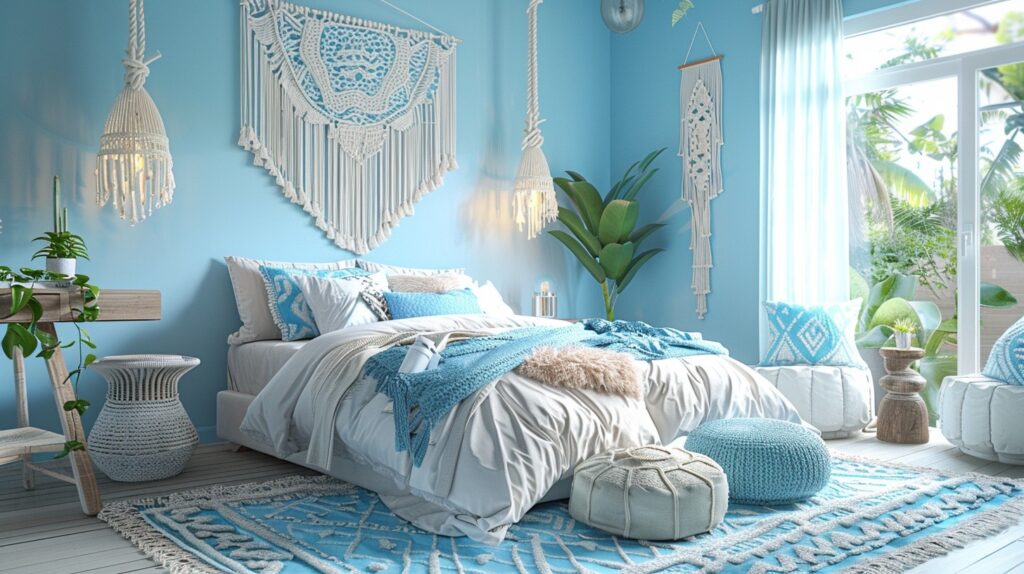 Bright Blue Boho bedroom