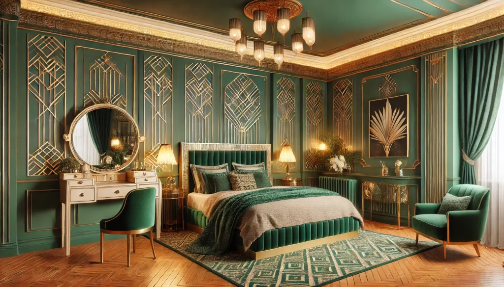 Emerald Green Art Deco Bedroom Ideas