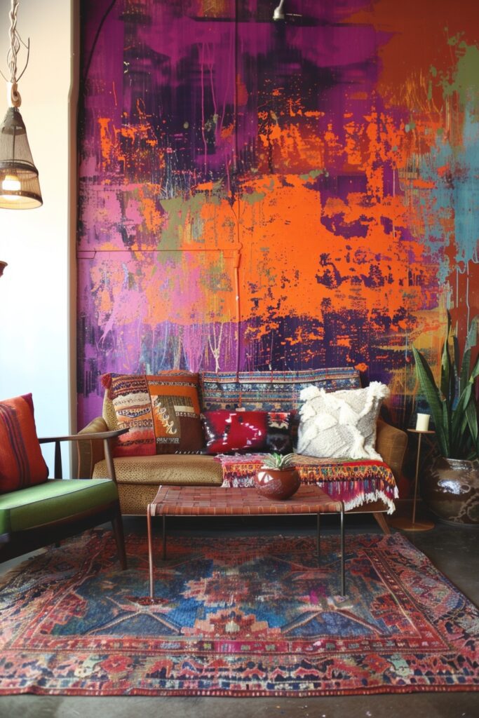 Abstract Boho Brushstroke Wall