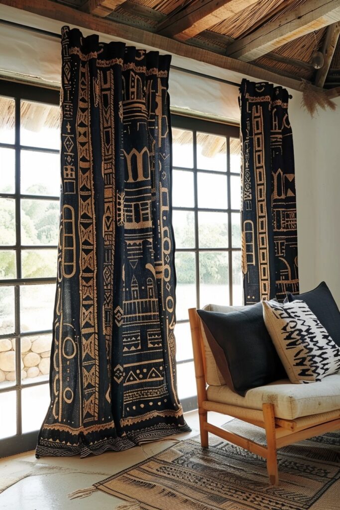 African Mudcloth Inspired Curtains