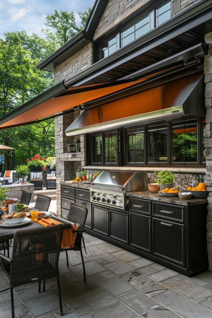 Awning-Covered Versatile Outdoor Kitchens