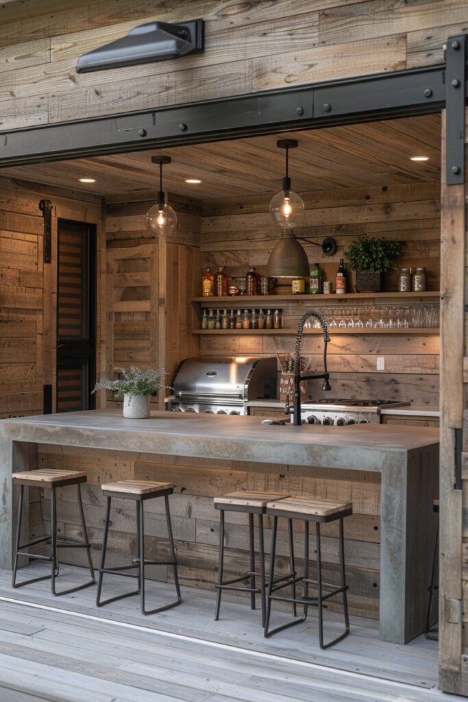 Barn-Door Modern Farmhouse Outdoor Kitchens