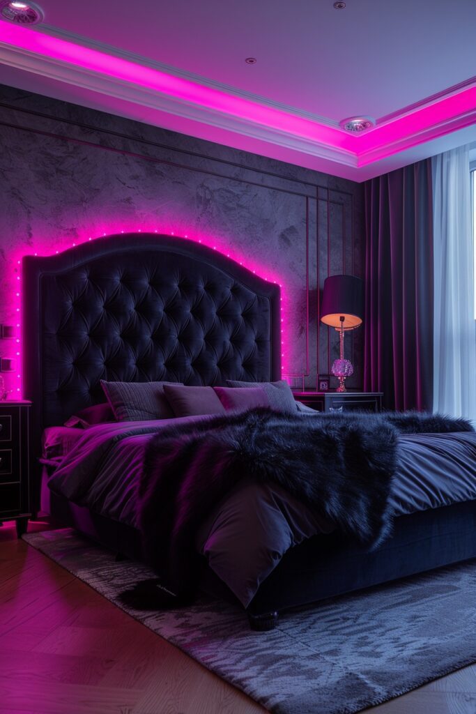 Black Velvet Baddie Boudoir with Neon Accents