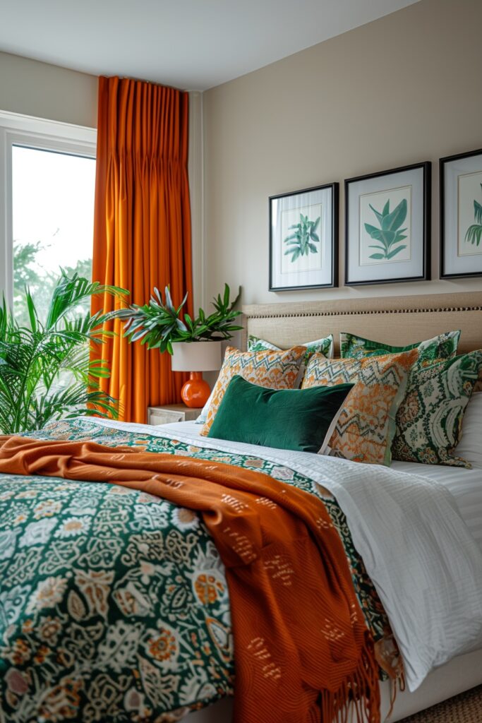 Bold Geometric Green and Terracotta Design