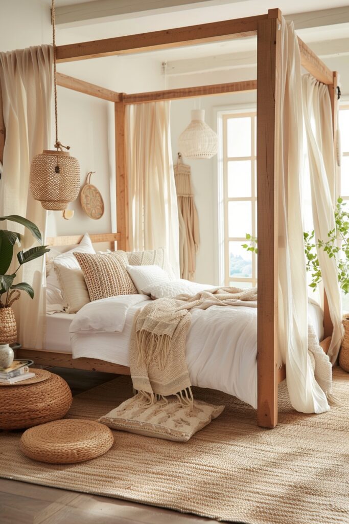 Breezy Atmosphere: Boho Ideas for Tall Ceiling Bedrooms