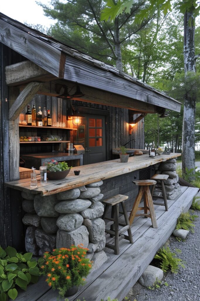 Country Charm Outdoor Kitchens with Stone Oven