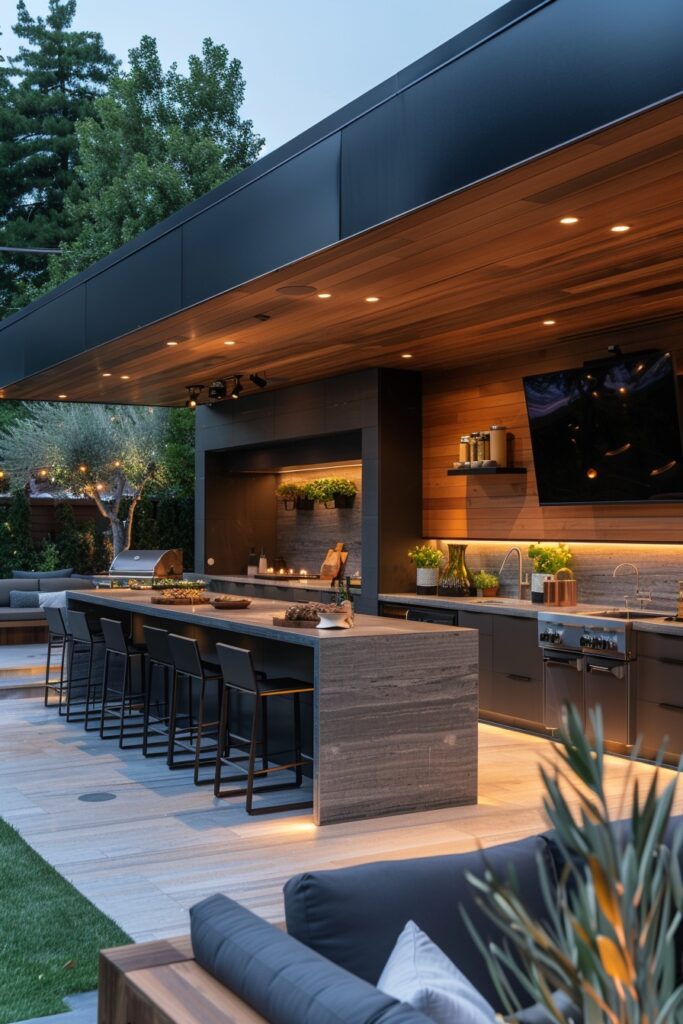 Entertainment-Ready Outdoor Kitchens with Theaters