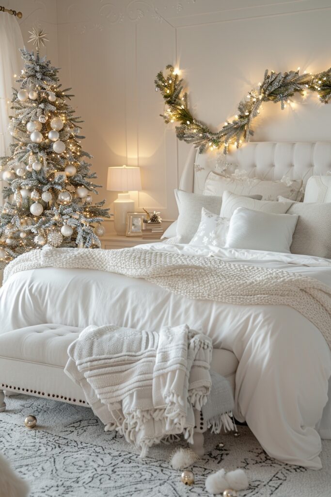 Festively Decorated White Bedrooms