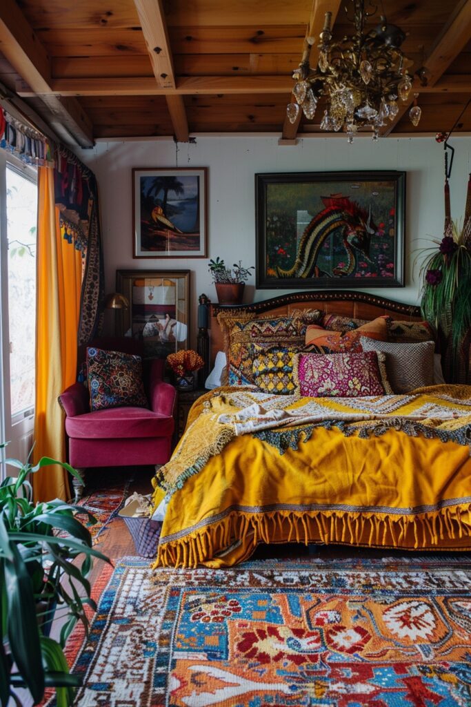 High Ceiling Harmony: Boho Bedroom Design Inspirations