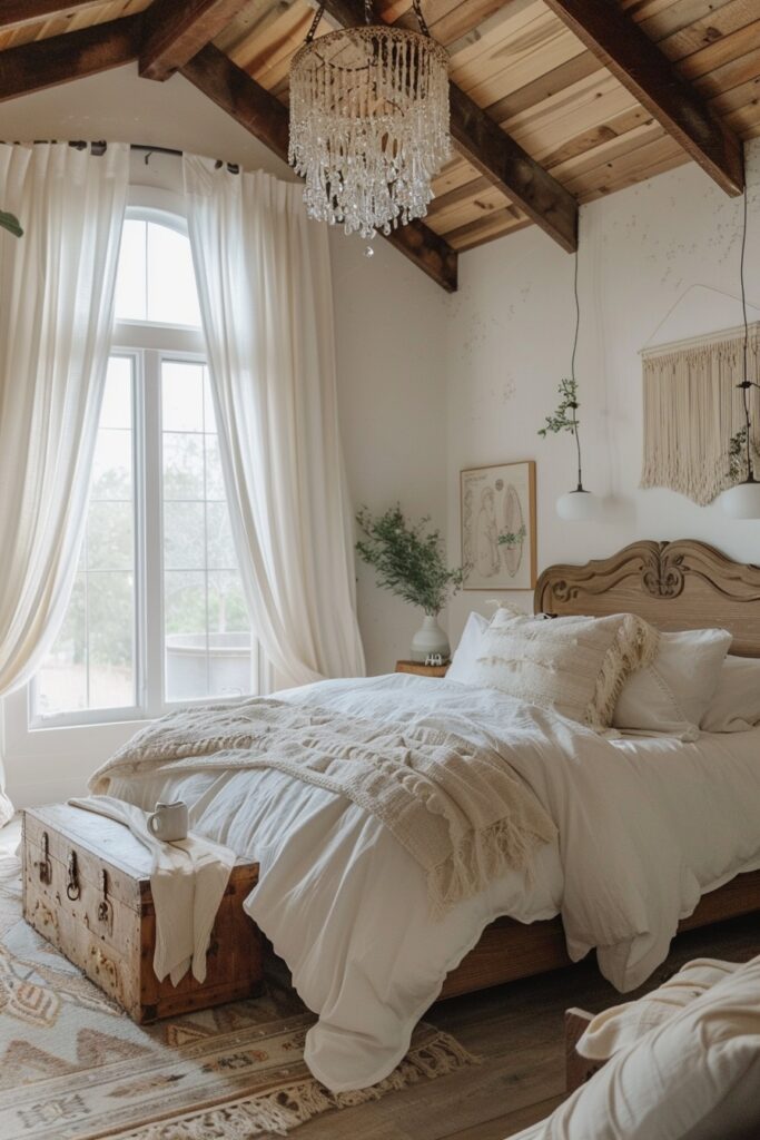 High Escape: Boho Bedroom Retreat for Tall Ceilings