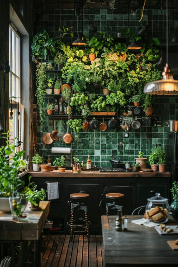 Lush Green Boho Kitchens