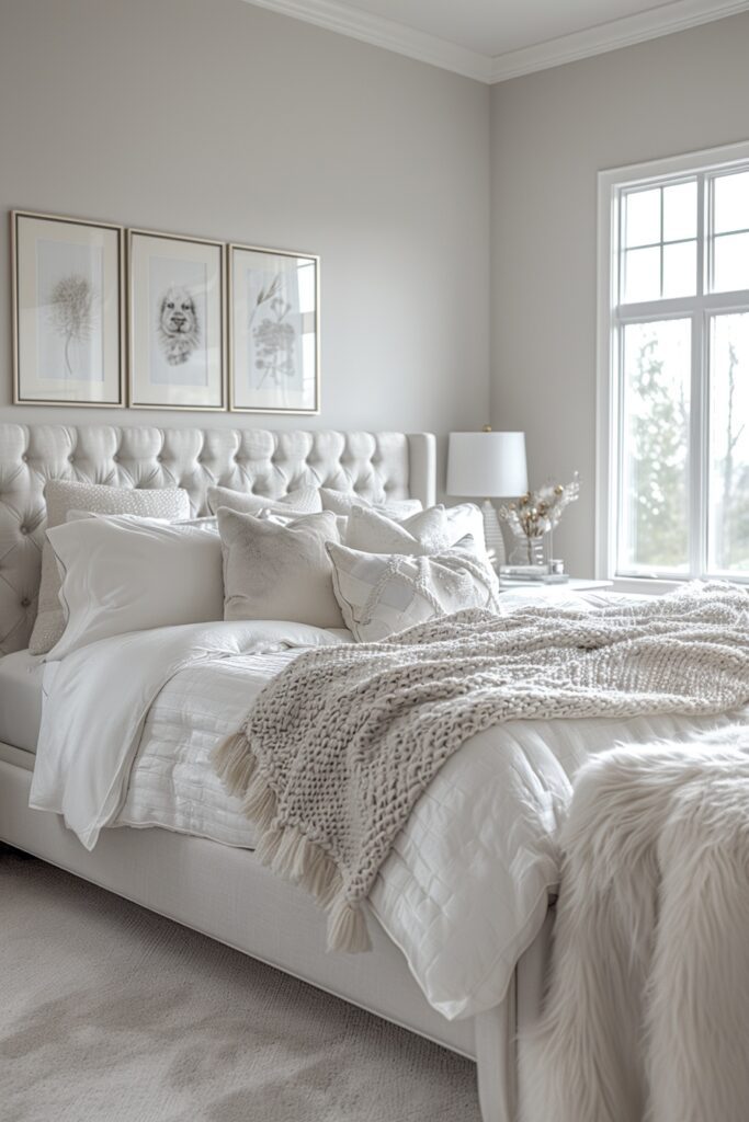 Metallic Flair in White Bedrooms