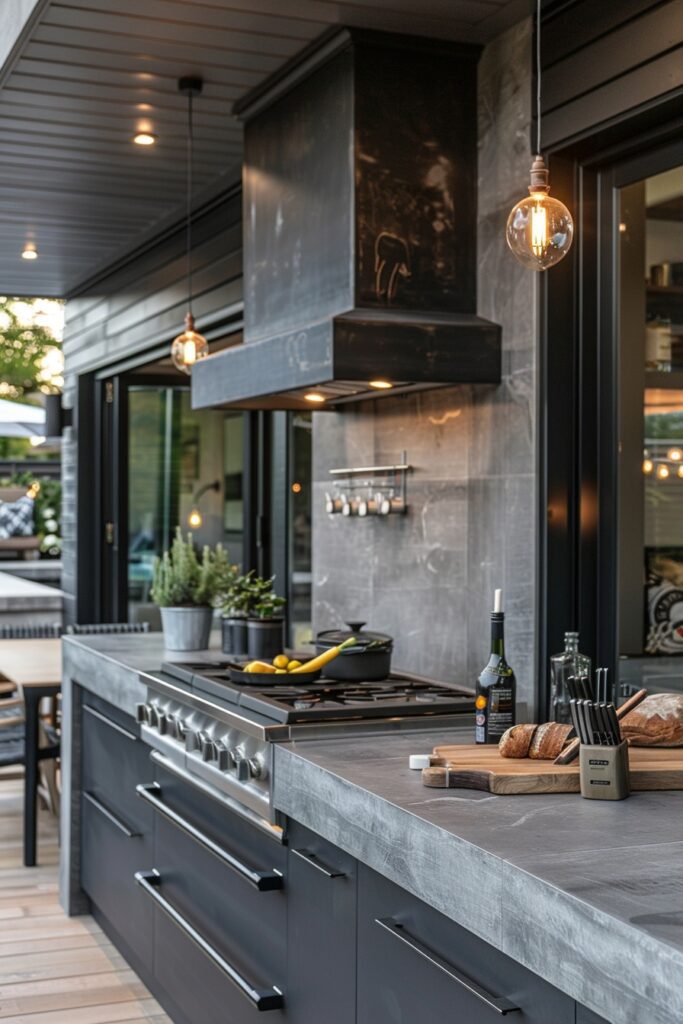 Minimalist Concrete Outdoor Kitchen