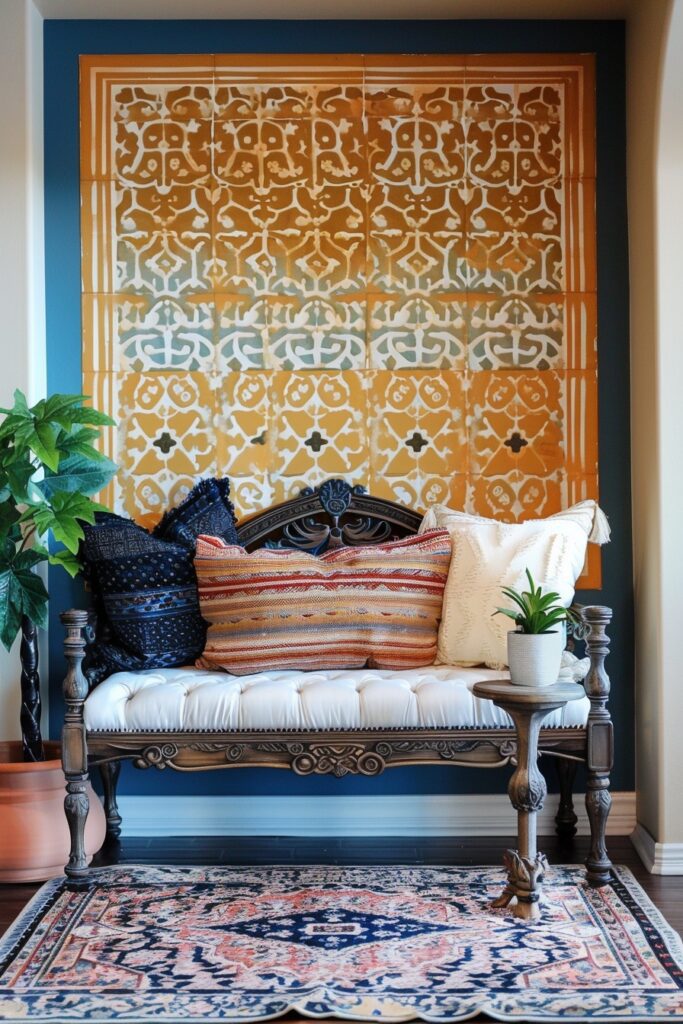 Moroccan Stencil Boho Wall