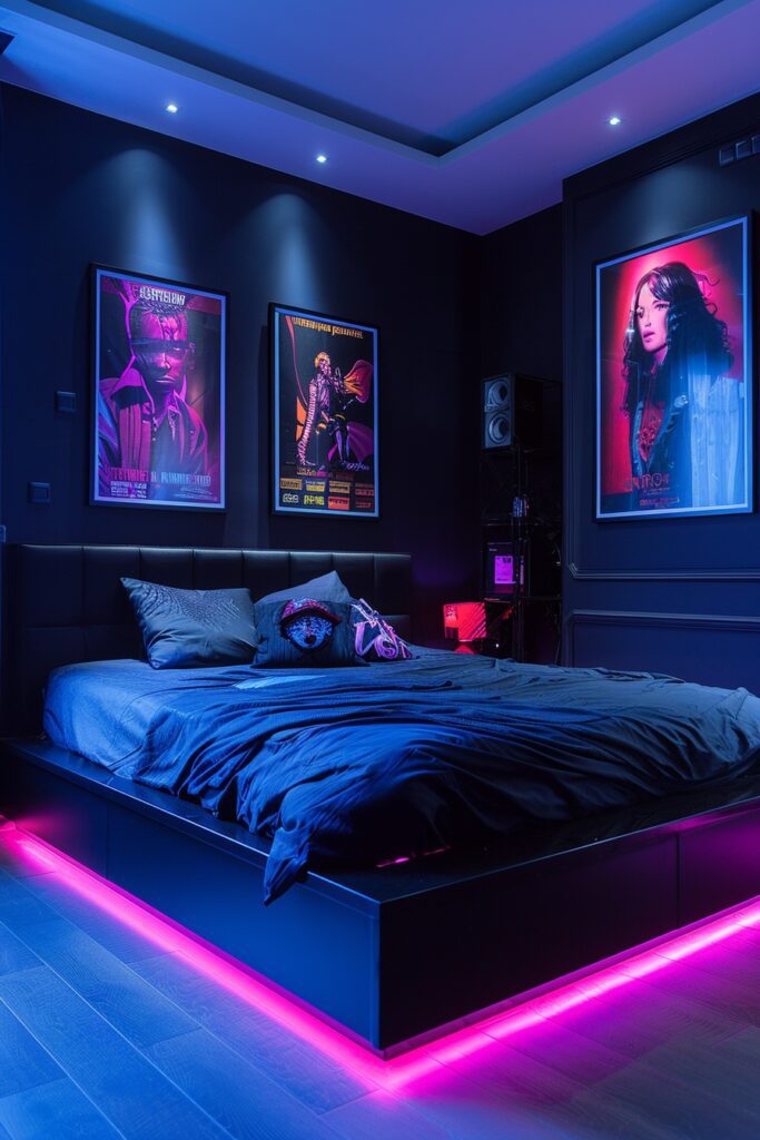 Neon Noir Baddie Bedroom