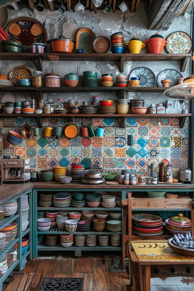 Open Shelving in Boho Kitchens