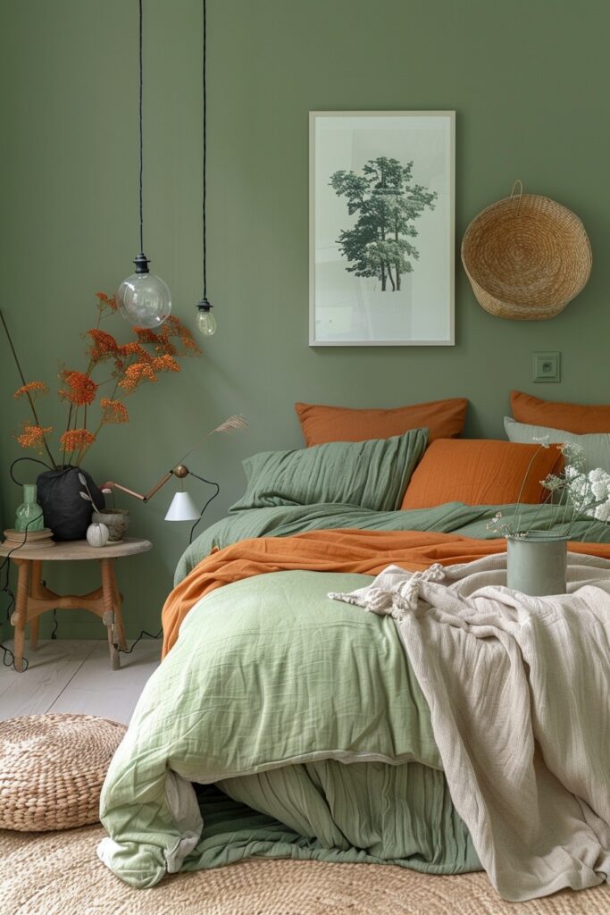 Green and Terracotta Bedroom