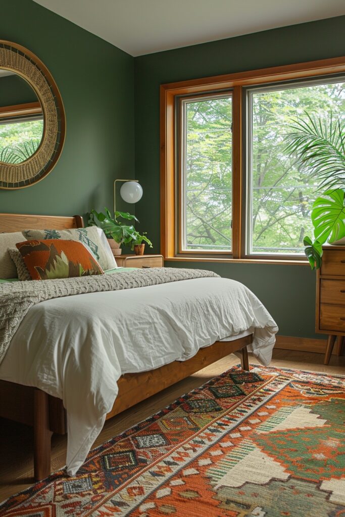 Retro Green and Terracotta Mid-Century Style