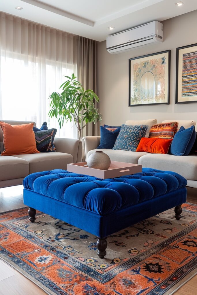 Vibrant Blue Ottoman Accents